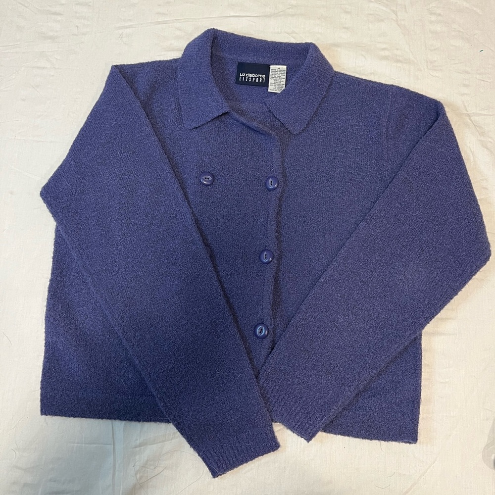 Purple cropped sweater.